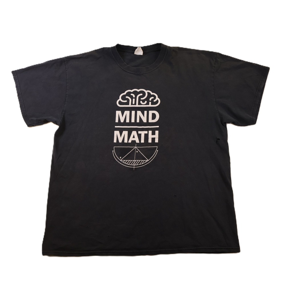 Port & Company Mens XL T-Shirt Black Mind Over Math A. Hepburn Quote Distressed